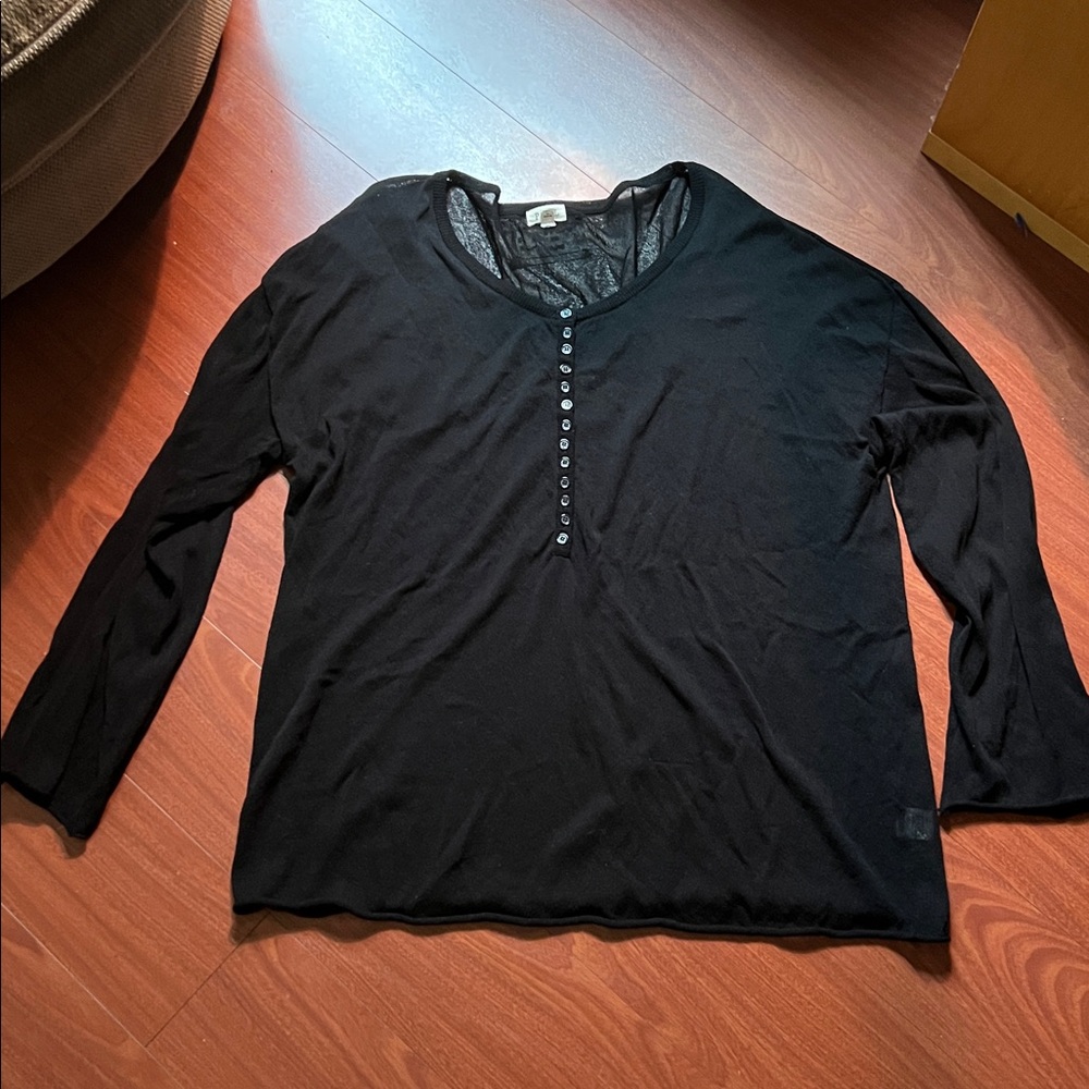 POL Classic Black Knitwear Healy roll tabbed hem‎ and sleeves size L